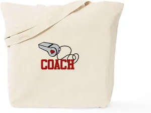 CafePress Coach Whistle Tote Bag Reusable Natural Beige Canvas Shopping Bag