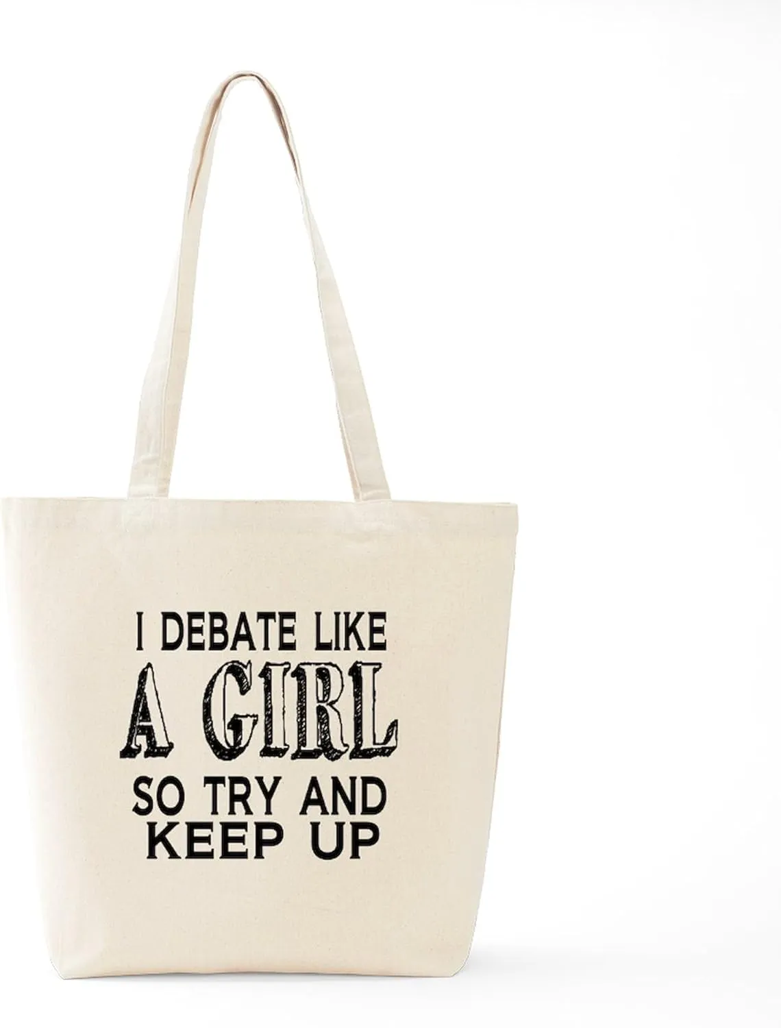 CafePress Debate Like A Girl Tote Bag Natural Canvas Tote Bag, Reusable Shopping Bag