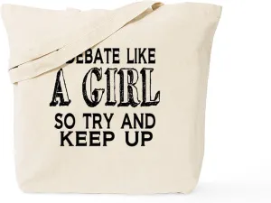 CafePress Debate Like A Girl Tote Bag Natural Canvas Tote Bag, Reusable Shopping Bag