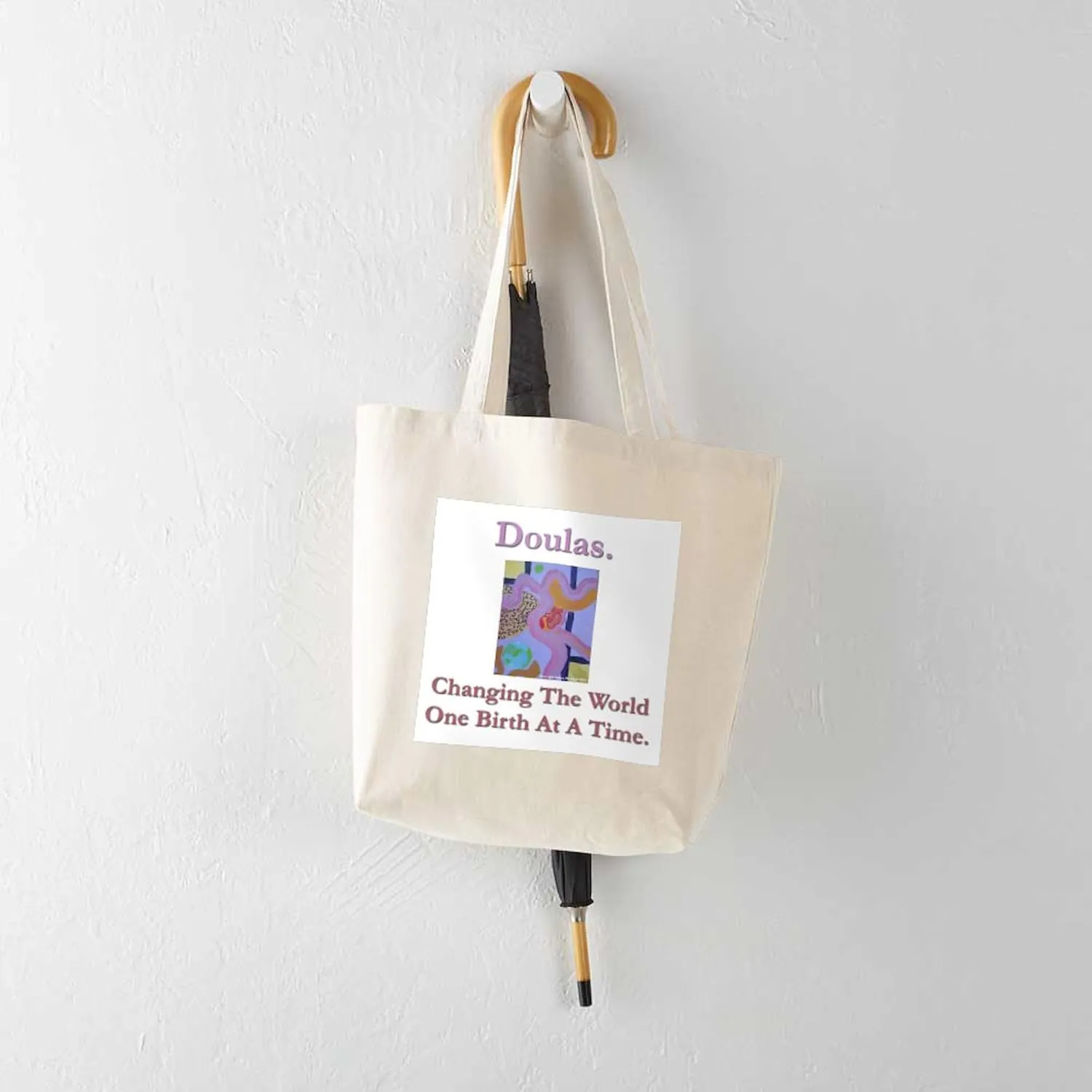 CafePress Doulas Change The World Tote Bag Reusable Natural Beige Canvas Shopping Bag