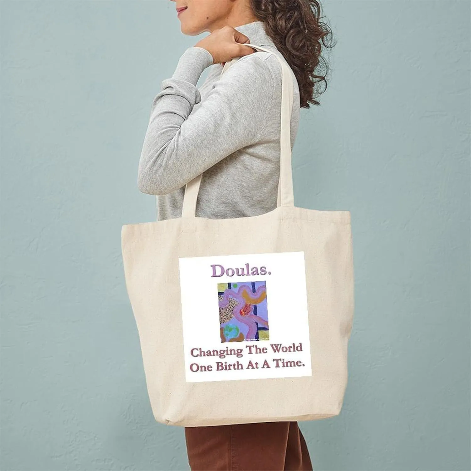 CafePress Doulas Change The World Tote Bag Reusable Natural Beige Canvas Shopping Bag