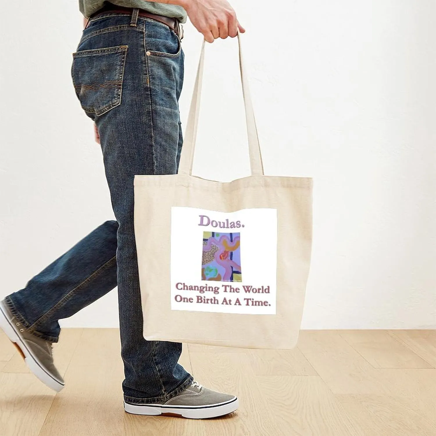 CafePress Doulas Change The World Tote Bag Reusable Natural Beige Canvas Shopping Bag