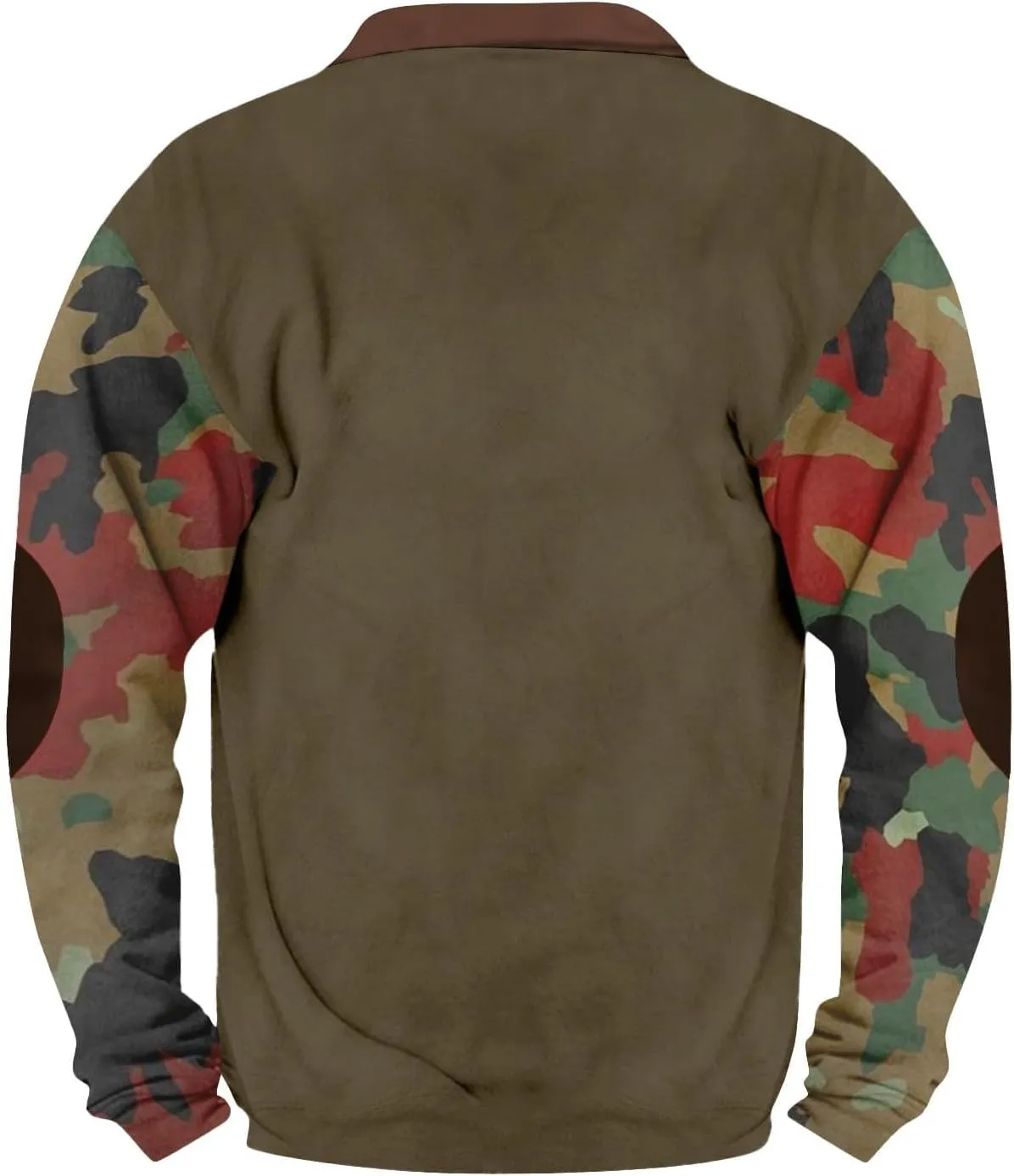 Camo Sweatshirts for Men Quarter Zip Raglan Sleeve Henley Neck Camouflage Vintage Western Pullover Tactical Shirts