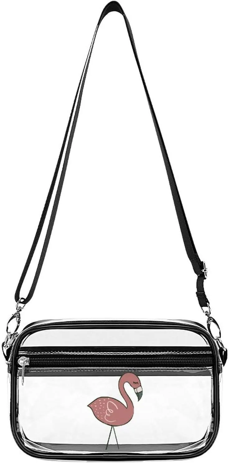 Campsite Flamingos Clear Stadium Bag Mini Crossbody Bag Anti-Theft Side Shoulder Bags Messenger Bag Unisex