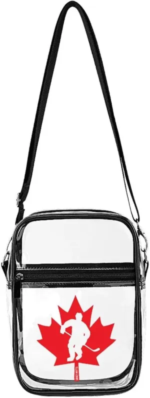 Canada Hockey Player Maple Leaf Clear Purse Stadium Crossbody Bags with Adjustable and Removable Strap Shoulder Handbags