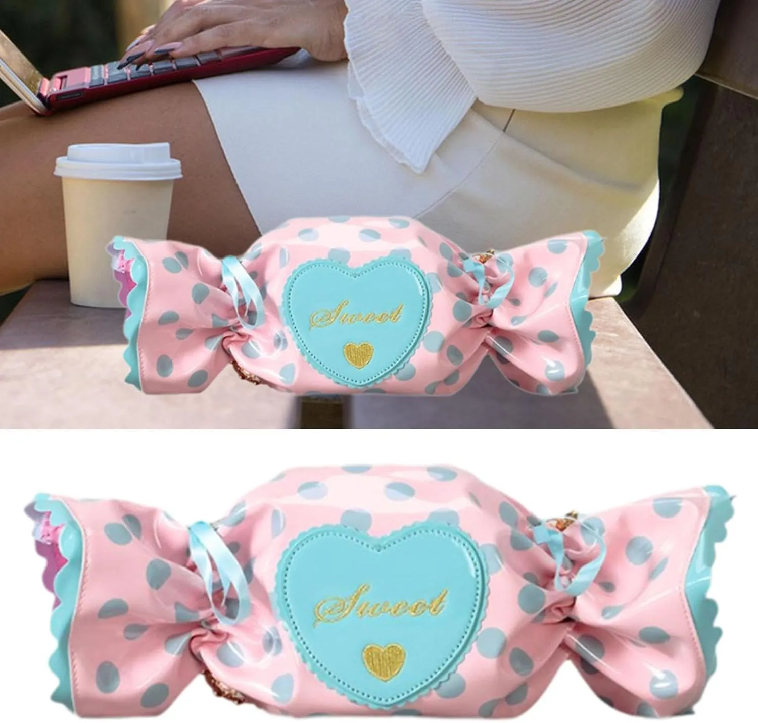 Candy Shaped Crossbody Bag Cute Waterproof Travel Purse for Beach Party Vacation