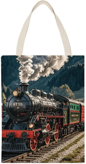 Canvas Tote Bag for Women Beach Bag Steam Locomotive Train Large Tote Bag Reusable Grocery Bags Shopping Bags