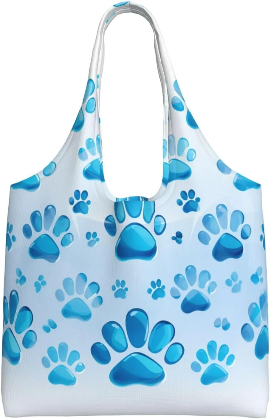 Canvas Tote Bag Lightweight Reusable Grocery Shopping Bag Blue Stripes and Red Flowers Handbag for Women Men