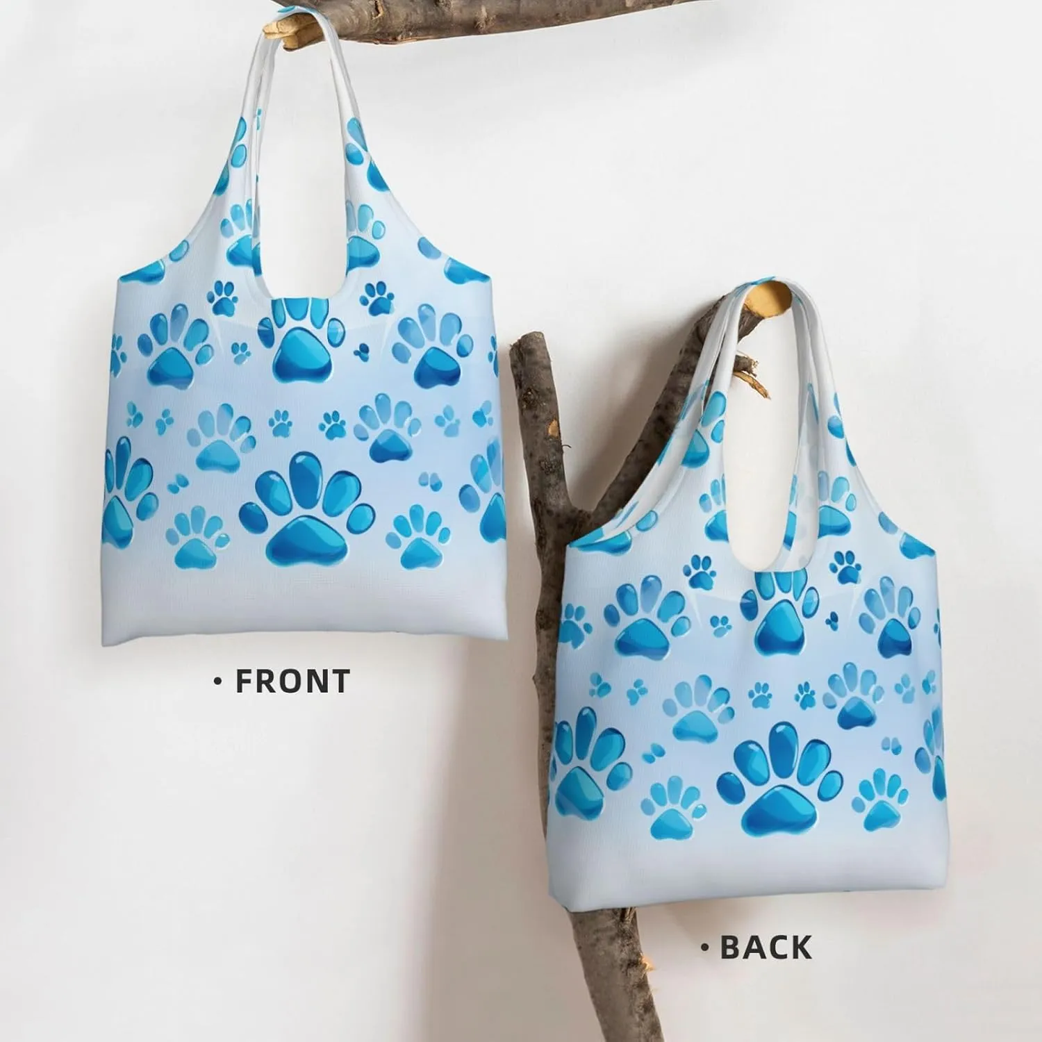 Canvas Tote Bag Lightweight Reusable Grocery Shopping Bag Blue Stripes and Red Flowers Handbag for Women Men