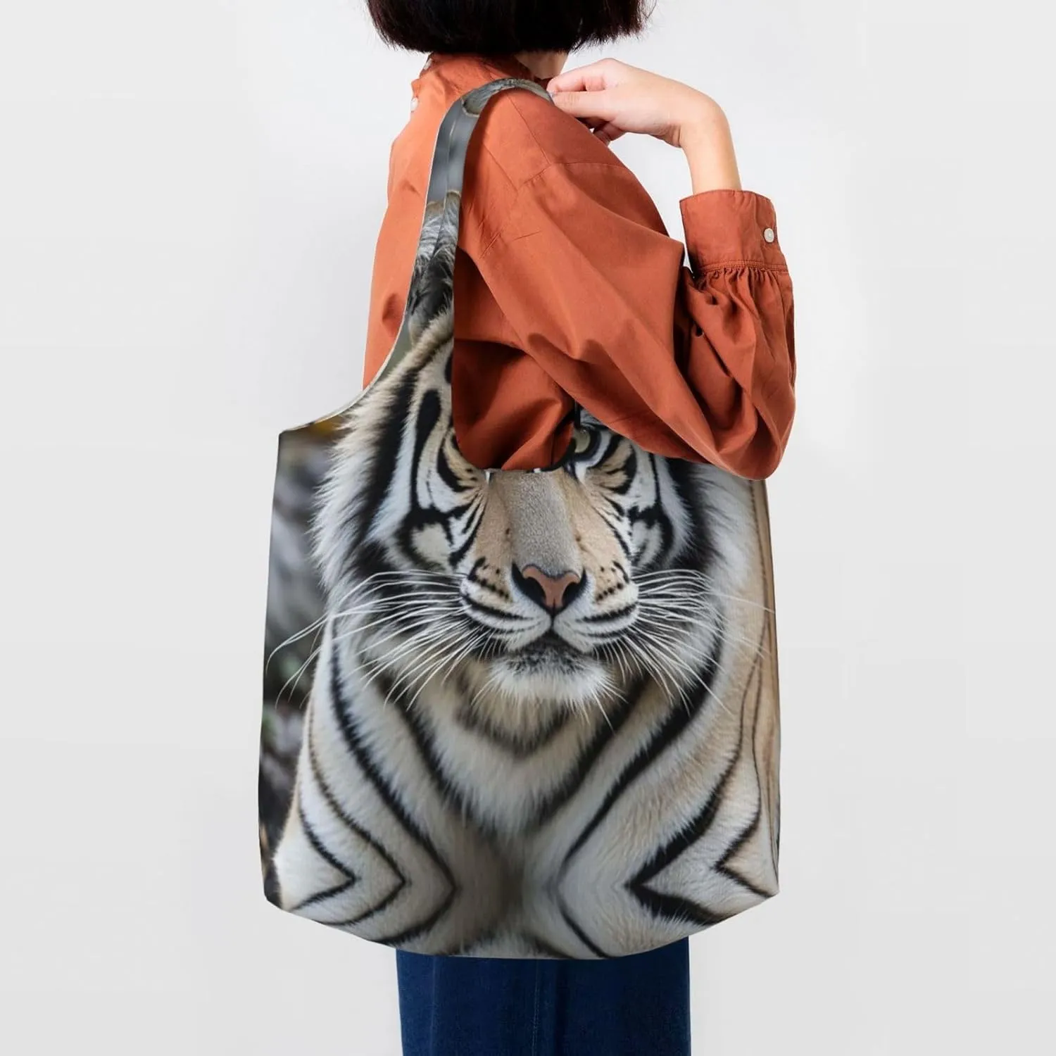 Canvas Tote Bag Lightweight Reusable Grocery Shopping Bag Brook Trout Fly Fishing Handbag for Women Men