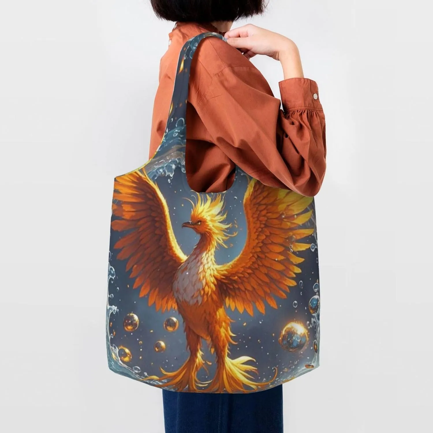 Canvas Tote Bag Lightweight Reusable Grocery Shopping Bag Golden Retriever dogs puppies pets Handbag for Women Men
