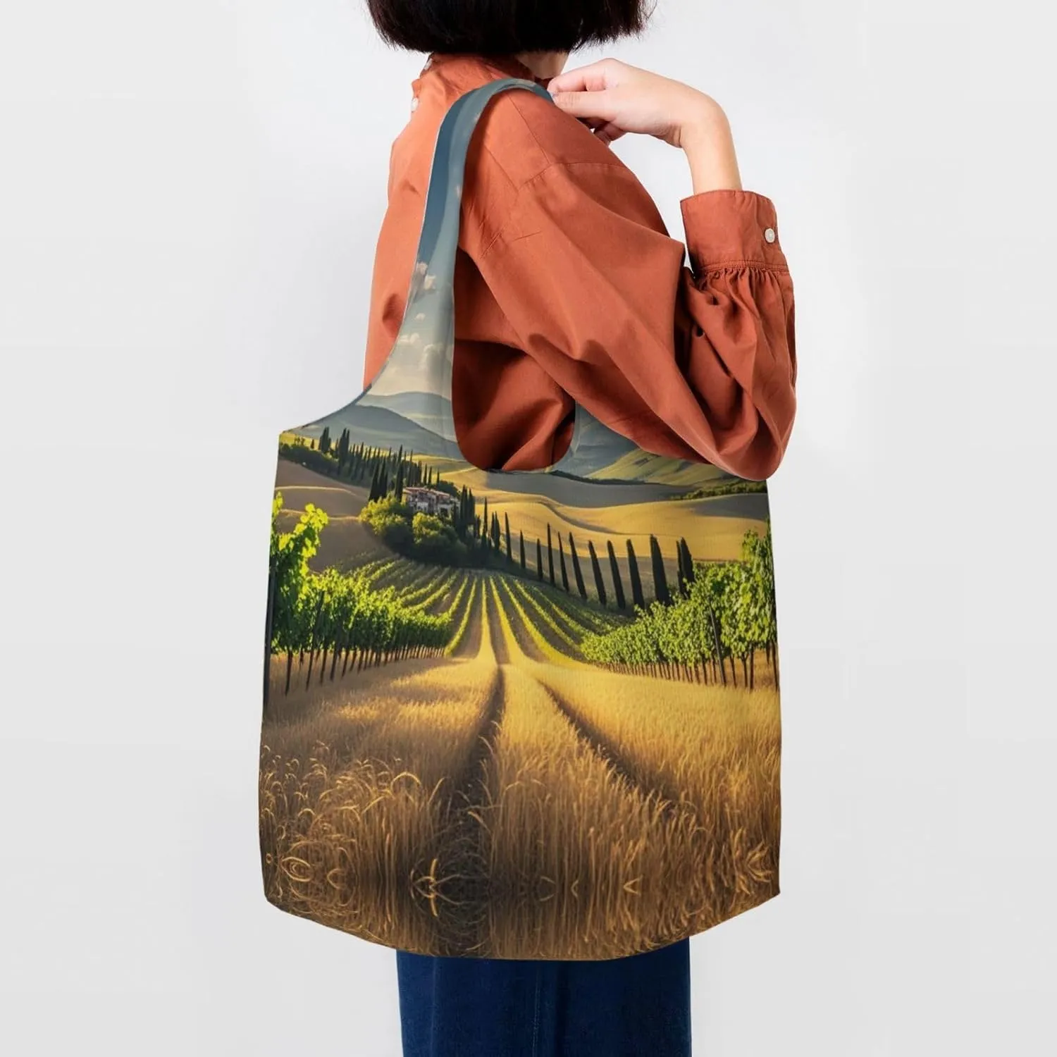 Canvas Tote Bag Lightweight Reusable Grocery Shopping Bag Ocean Sea Animal Shark Handbag for Women Men