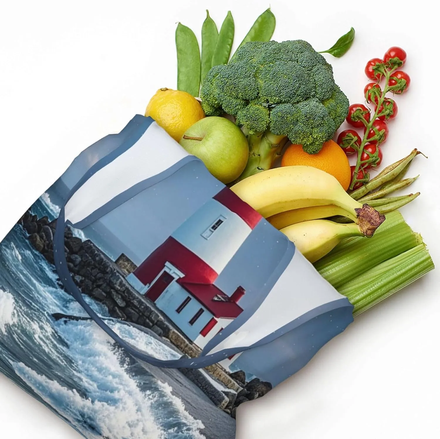 Canvas Tote Bag Lightweight Reusable Grocery Shopping Bag Ocean Sea Animal Shark Handbag for Women Men