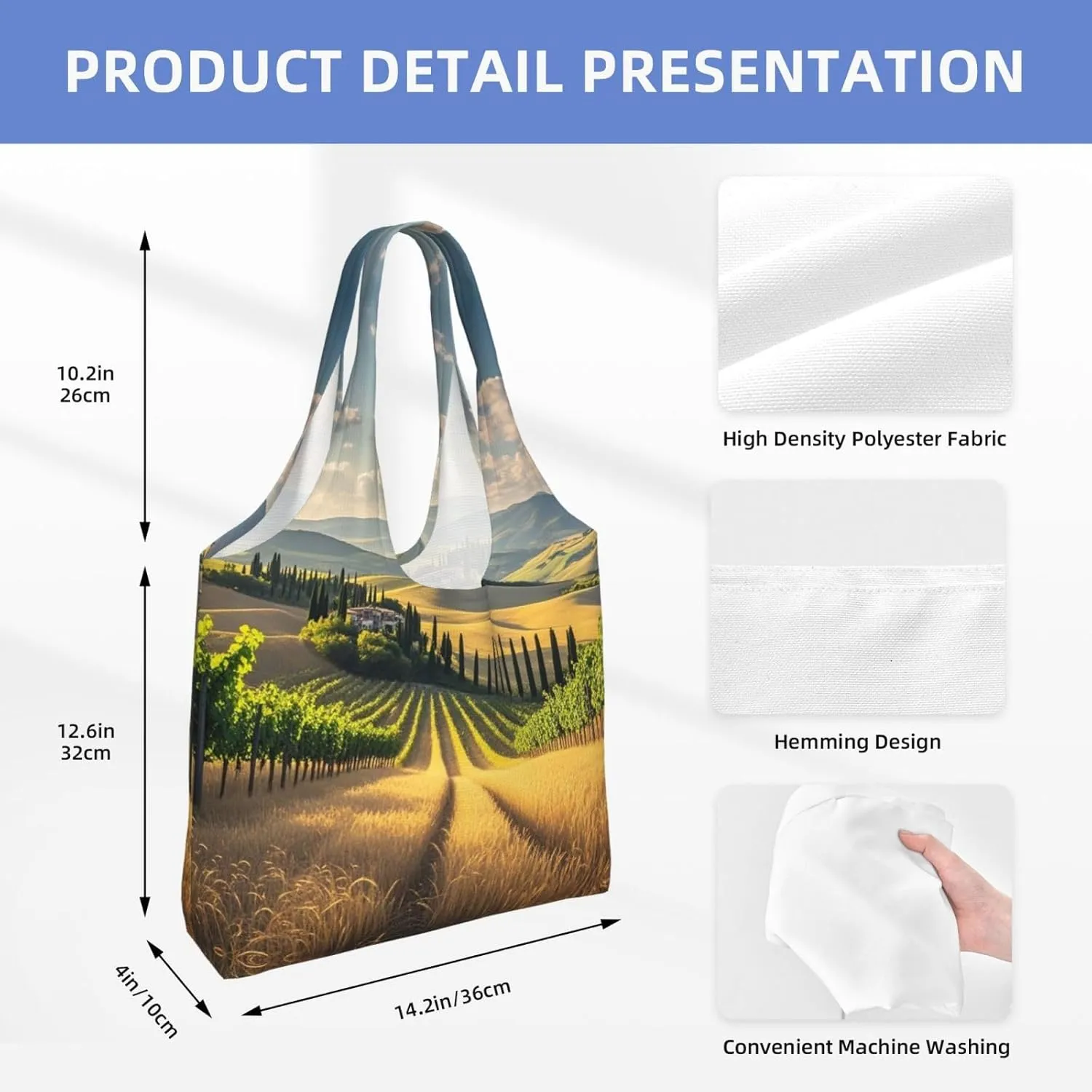 Canvas Tote Bag Lightweight Reusable Grocery Shopping Bag Ocean Sea Animal Shark Handbag for Women Men