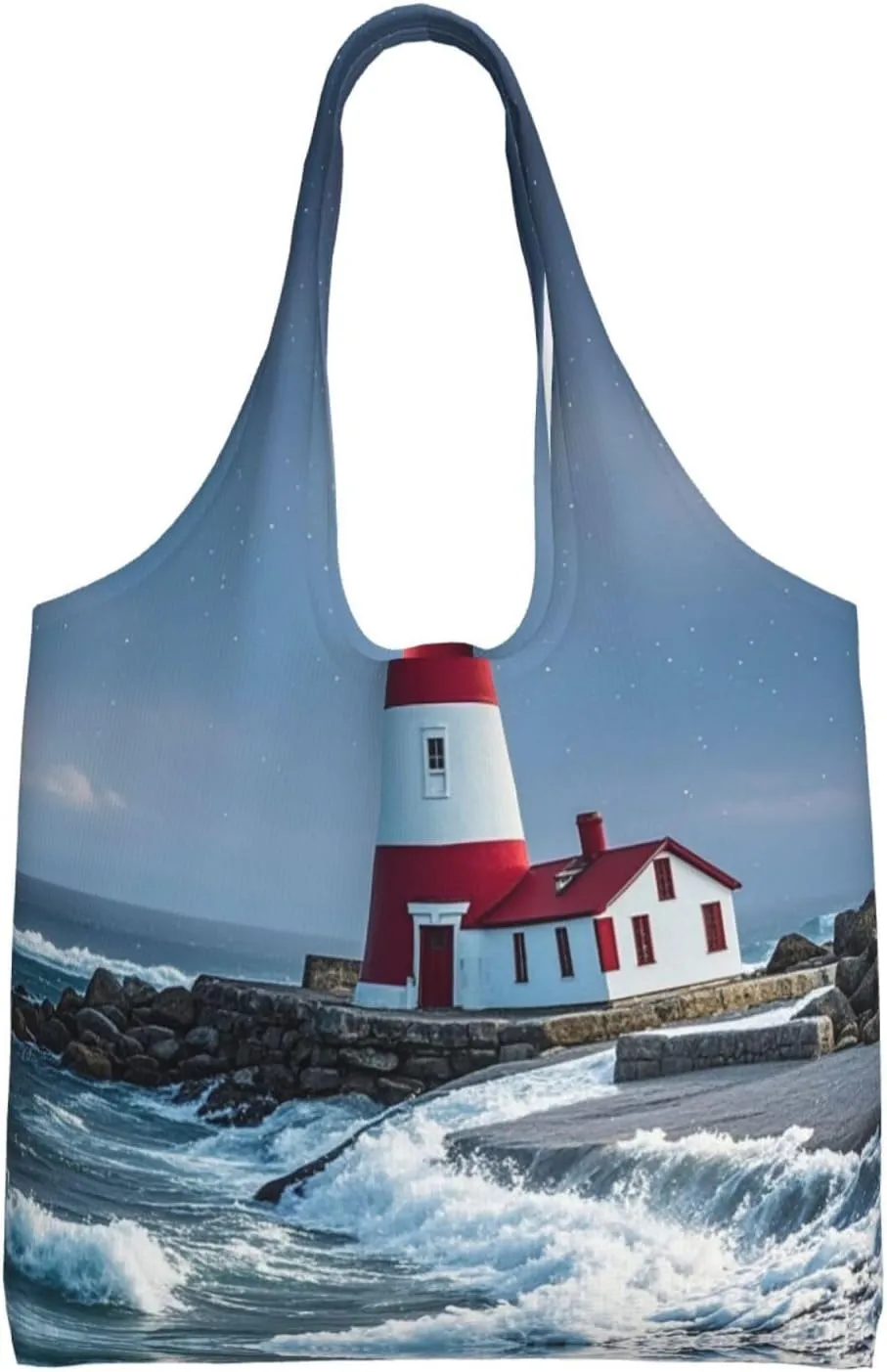 Canvas Tote Bag Lightweight Reusable Grocery Shopping Bag Ocean Sea Animal Shark Handbag for Women Men