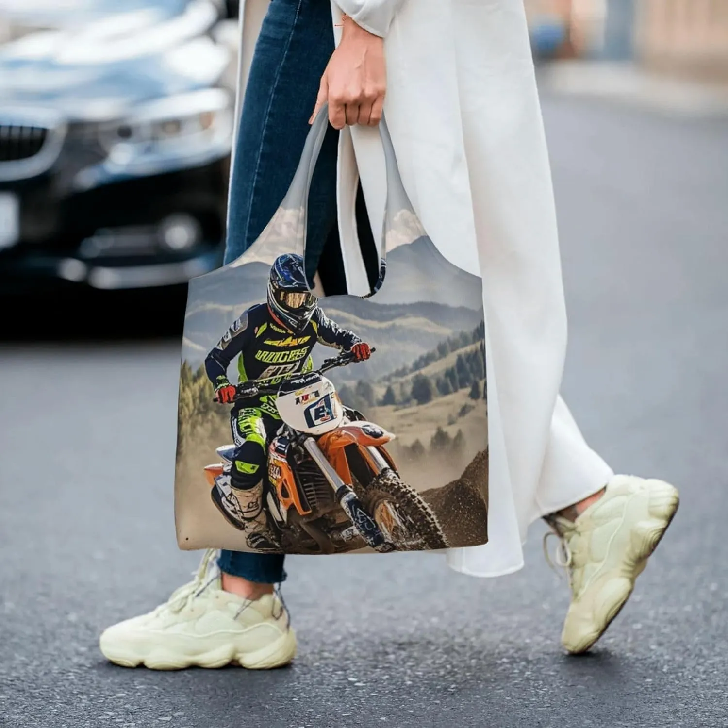 Canvas Tote Bag Lightweight Reusable Grocery Shopping Bag Pitbull Dogs Handbag for Women Men