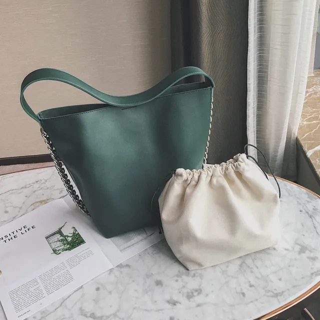 capacity Secure platform Brand bag bolsa Bag bucket Women's design Large Long-lasting shoulder women Totes Shopping Quality leather Chain feminin PU Handbags
