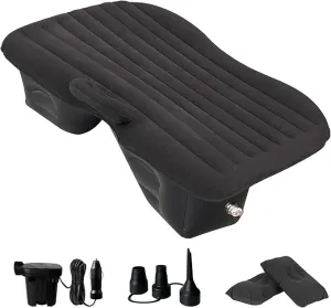 Car Air Mattress Back Seat Inflatable Bed - Inflatable Thickened and Double SUV Air Mattress with Air Pump Portable Foldable Car Air Bed Mattress for Home Car Travel Camping-Black