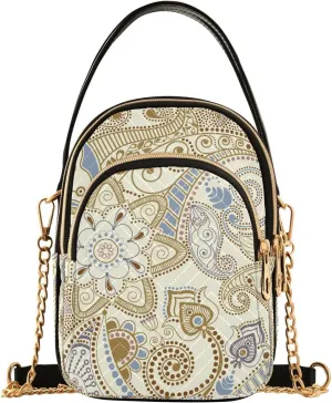 Cartoon Easter Bunny and Eggs Cross Body Bags Triple Zip Small Handbag, Small Bags for Women