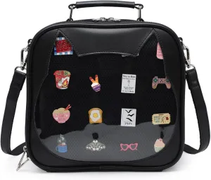 Cat Ita Bag Crossbody Bag Shoulder Bag Backpack Satchel Kawaii Purse with Pin Display