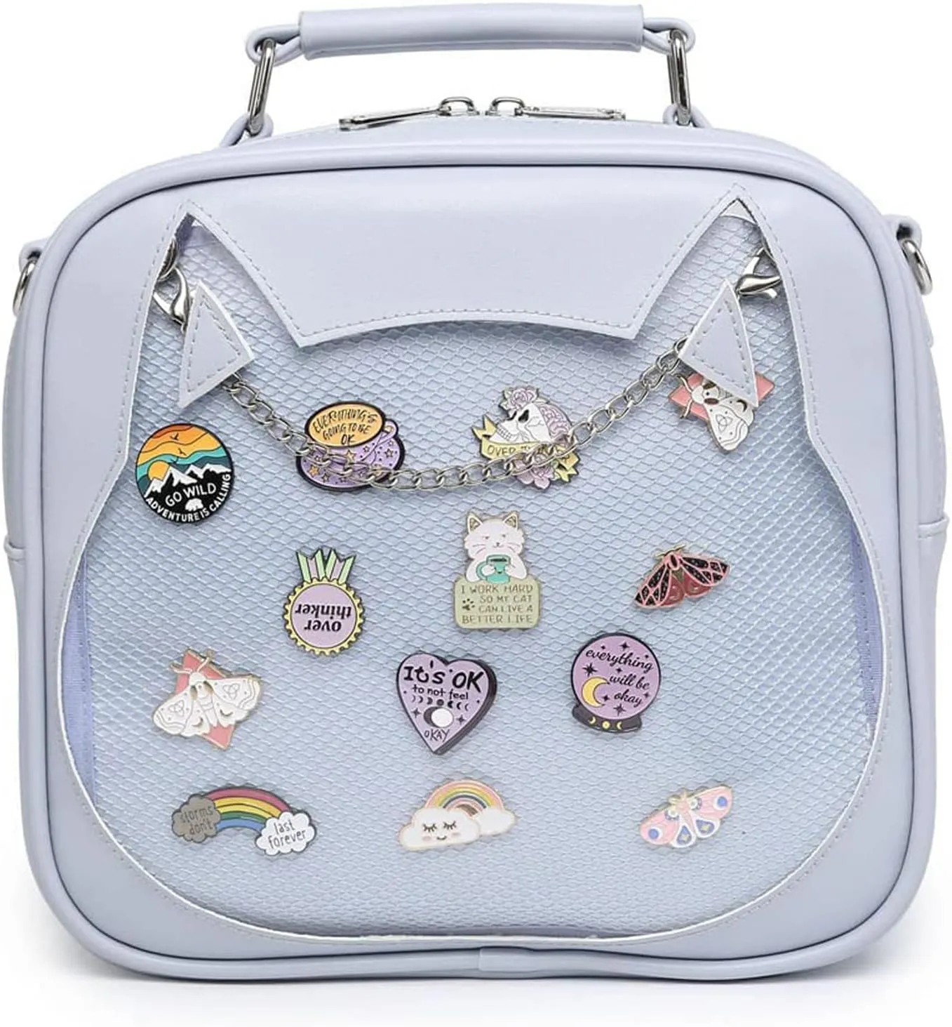 Cat Ita Bag Crossbody Bag Shoulder Bag Backpack Satchel Kawaii Purse with Pin Display