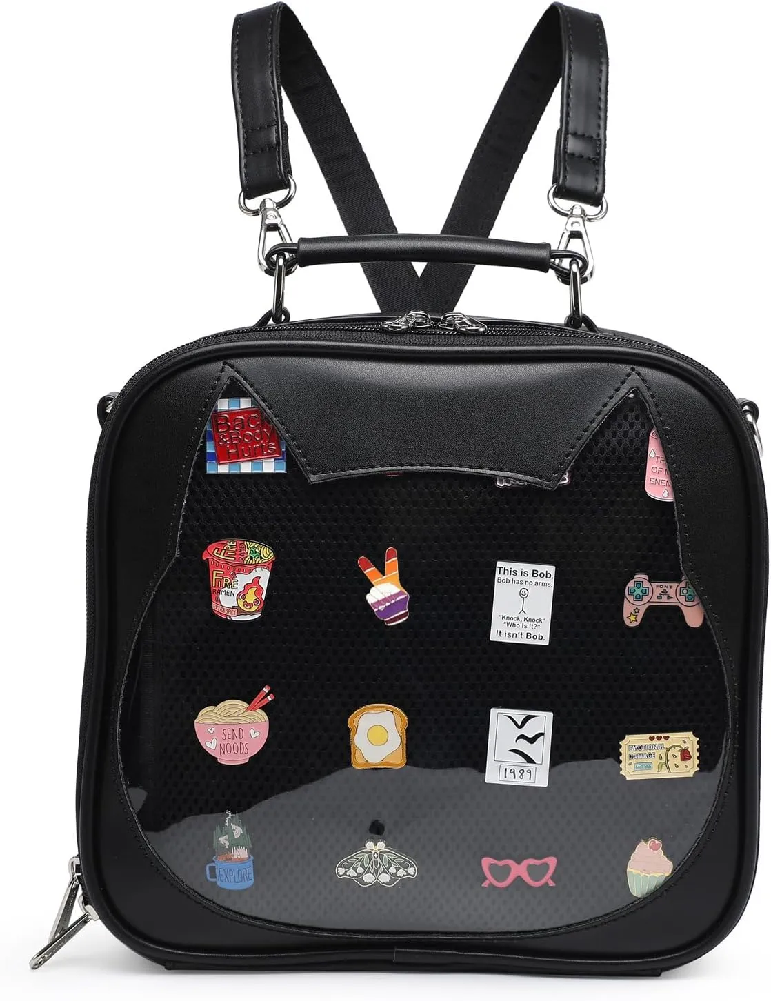 Cat Ita Bag Crossbody Bag Shoulder Bag Backpack Satchel Kawaii Purse with Pin Display