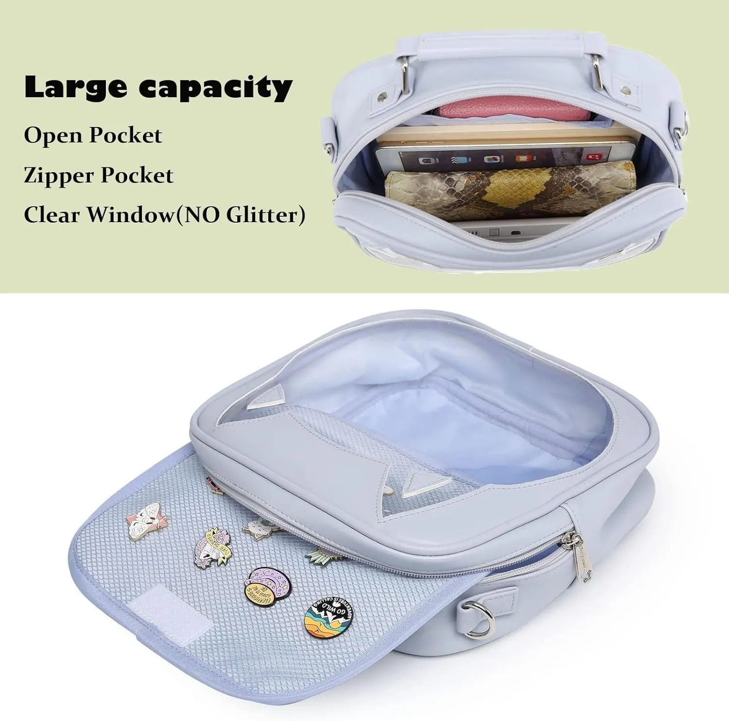 Cat Ita Bag Crossbody Bag Shoulder Bag Backpack Satchel Kawaii Purse with Pin Display
