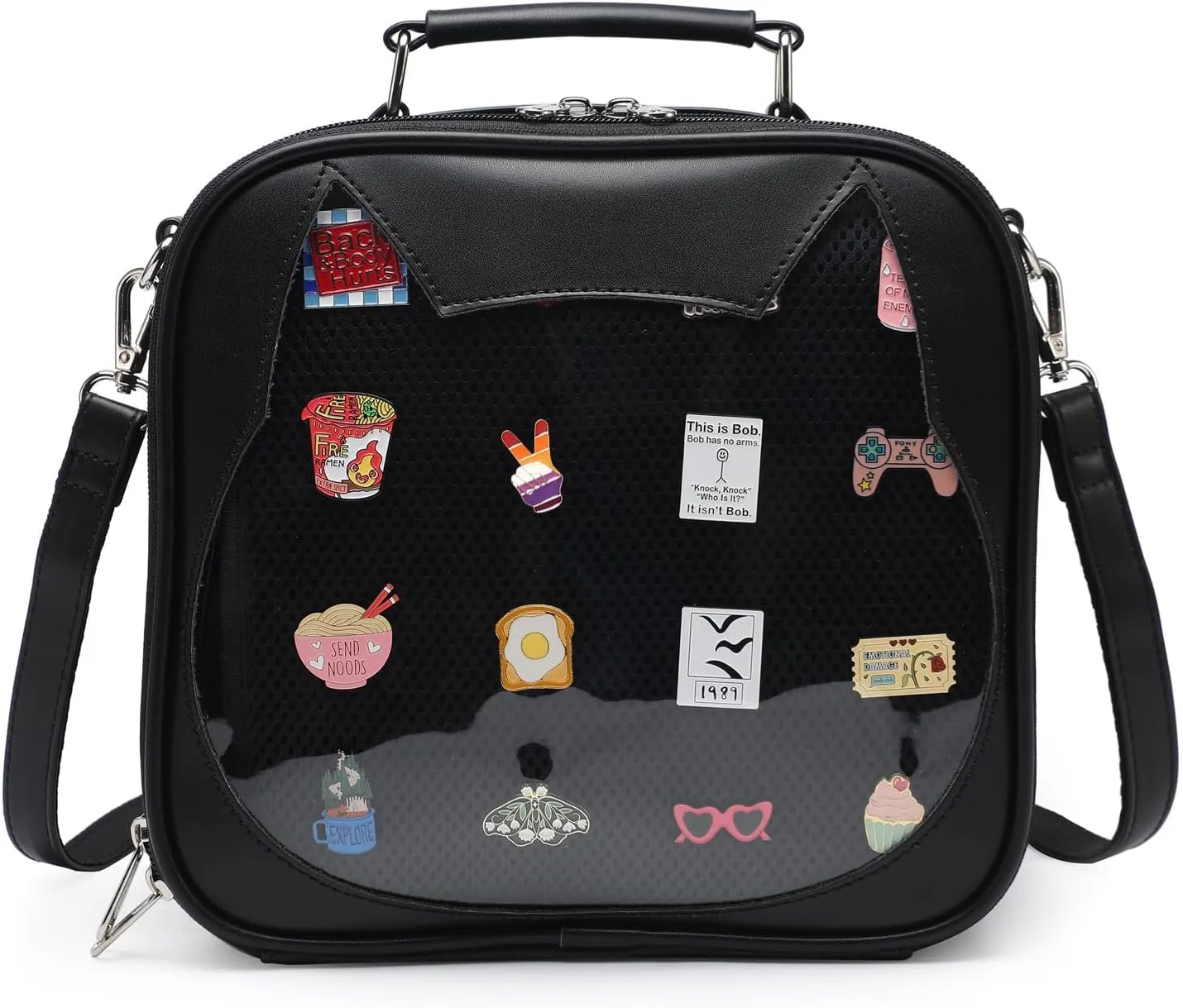 Cat Ita Bag Crossbody Bag Shoulder Bag Backpack Satchel Kawaii Purse with Pin Display