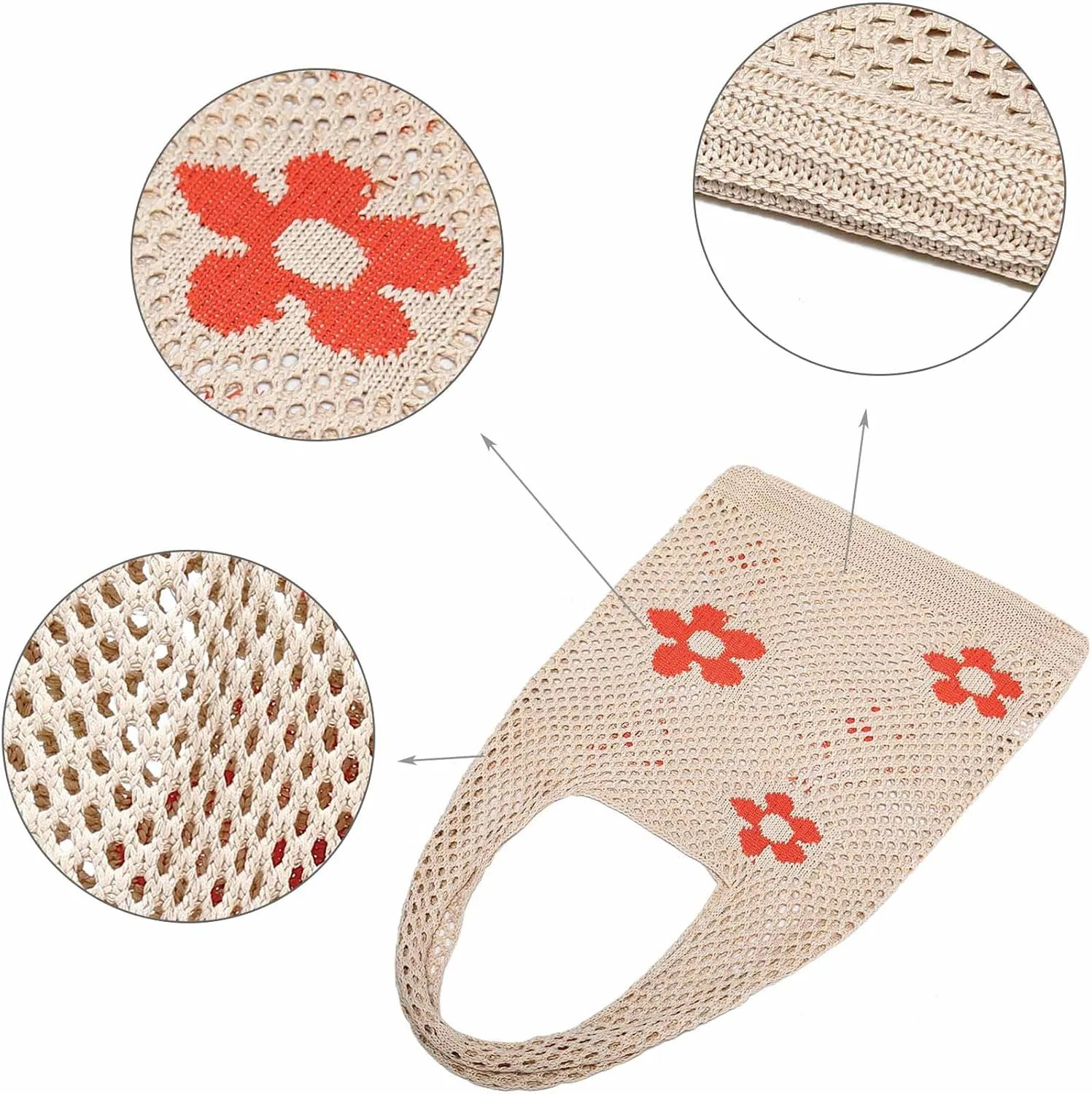 CATMICOO Crochet Beach Bag Tote: Small Knit Bag Summer Shoulder Bag for Vacation