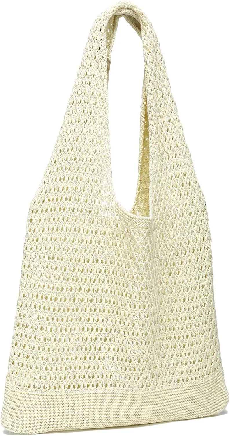 CATMICOO Crochet Beach Bag Tote: Small Knit Bag Summer Shoulder Bag for Vacation