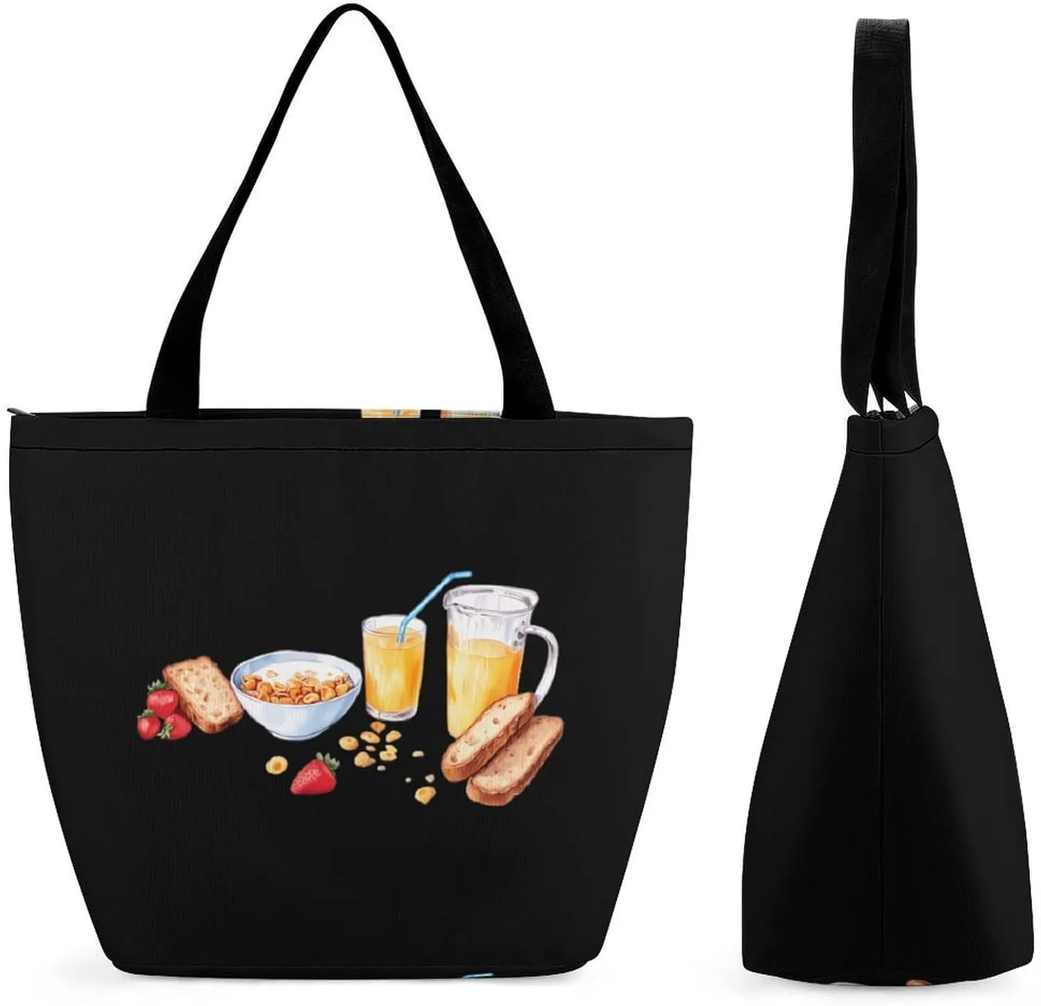 Cereal Milk And Toast Breakfast Women's Shopping Grocery Tote Bag Handbags Large Shoulder Bags Work Business Travel