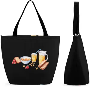 Cereal Milk And Toast Breakfast Women's Shopping Grocery Tote Bag Handbags Large Shoulder Bags Work Business Travel