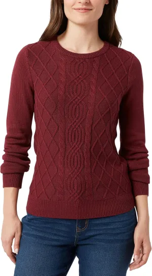 Chaps Women's Sweater - Cotton Cable Knit Pullover Sweater - Lightweight Casual Crewneck Ribbed Sweater (S-XXL)
