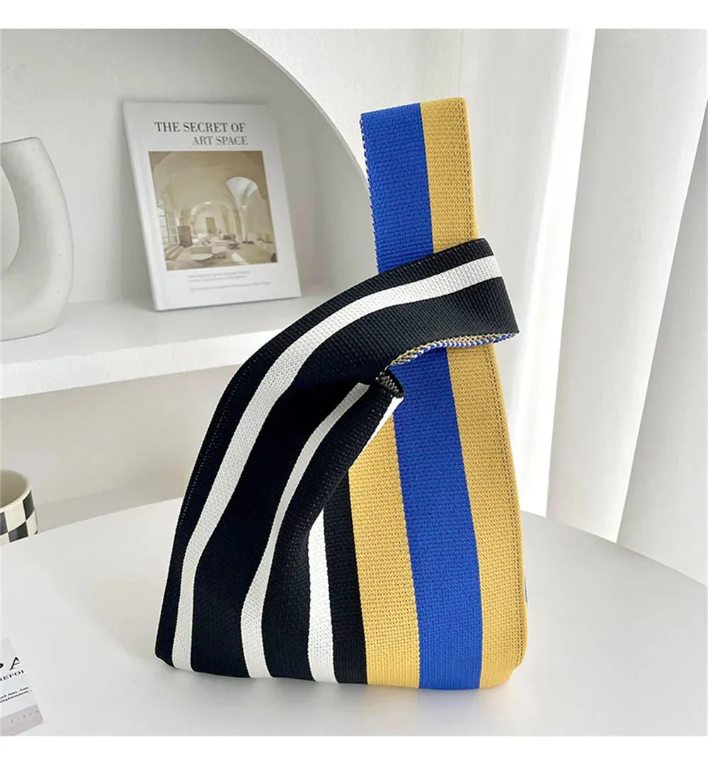 Charming Mini Stripes Tote 👜✨ - Handmade Knit Bag for Stylish Adventures! 🌟🛍️