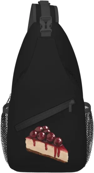 Cherry Cheesecake Crossbody Bags For Women Men Chest Backpack Gym Shoulder Bag Travel Outdoor Sports Casual Crossbody Bags