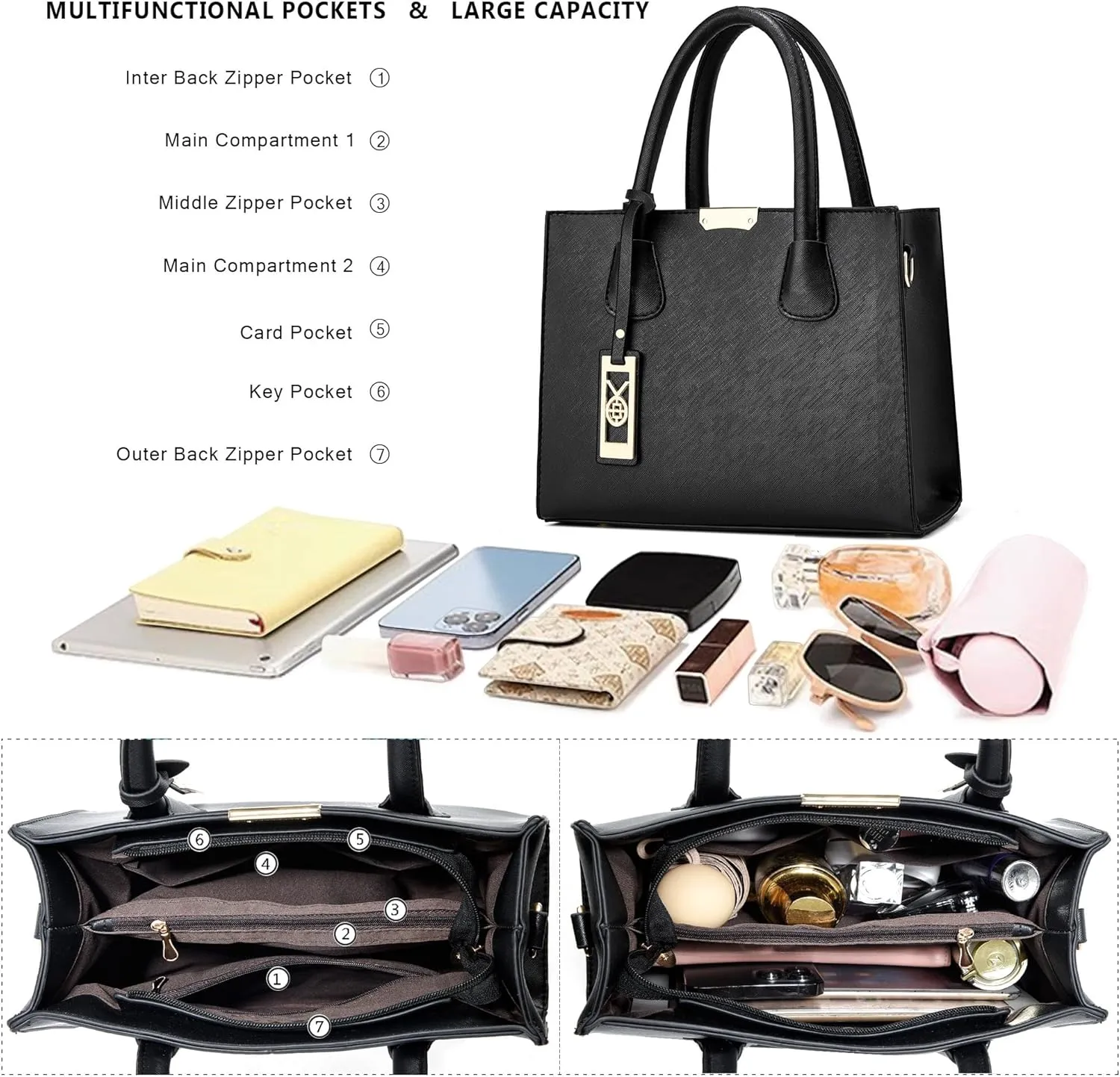 CHICAROUSAL Crossbody Purses and Handbags for Women PU Leather Tote Shoulder Bags Top Handle Satchel