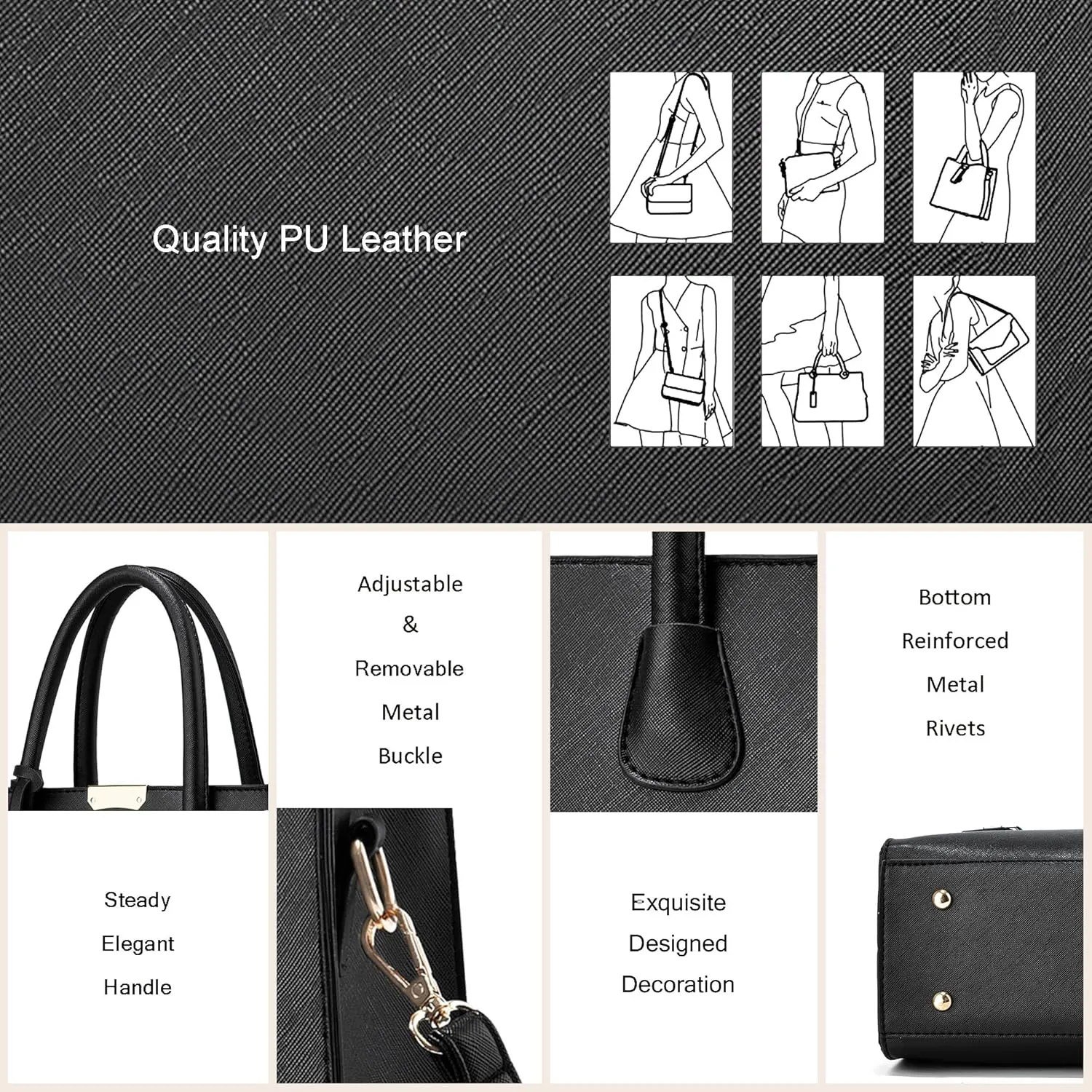CHICAROUSAL Crossbody Purses and Handbags for Women PU Leather Tote Shoulder Bags Top Handle Satchel