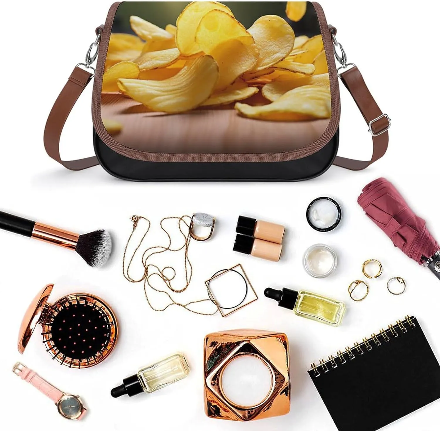 Chocolate Chip Crossbody Bags for Women,PU Leather Tote Bag for Women,Shoulder Bag Purse for Work Shopping Travel