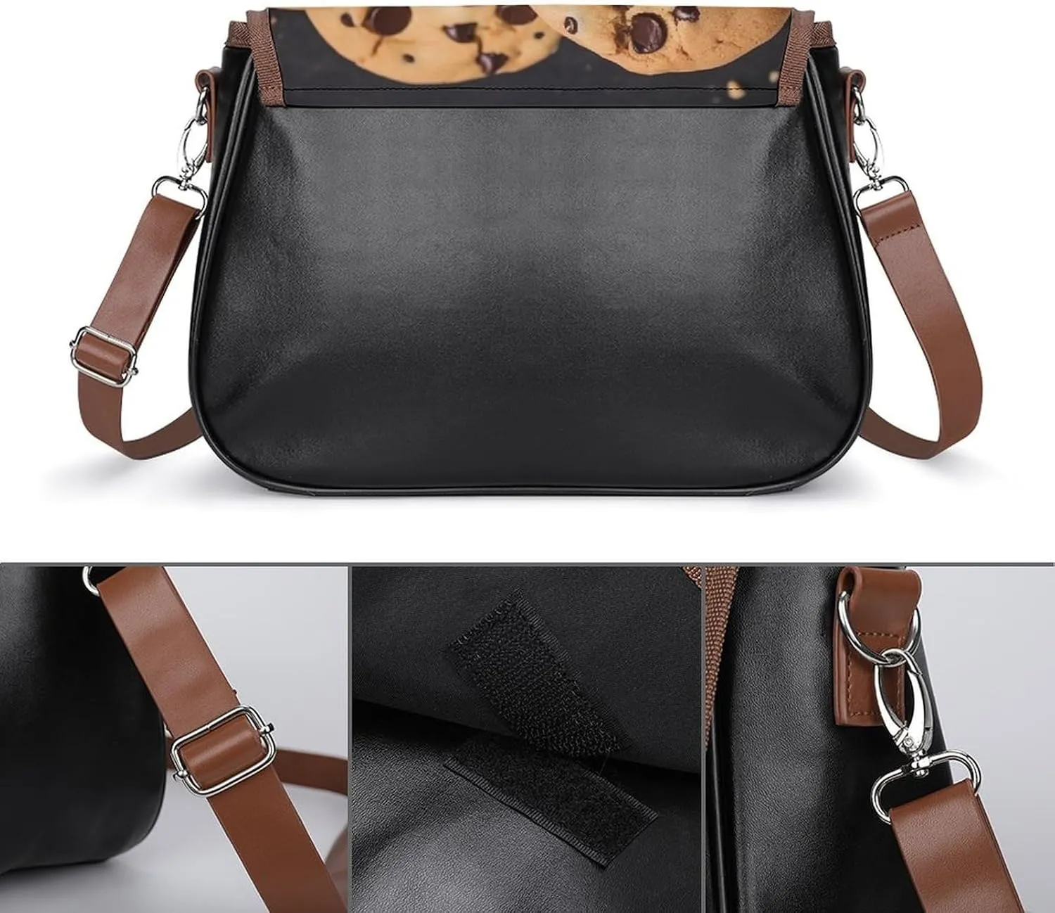 Chocolate Chip Crossbody Bags for Women,PU Leather Tote Bag for Women,Shoulder Bag Purse for Work Shopping Travel