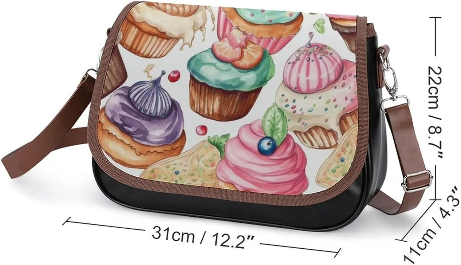 Chocolate Chip Crossbody Bags for Women,PU Leather Tote Bag for Women,Shoulder Bag Purse for Work Shopping Travel