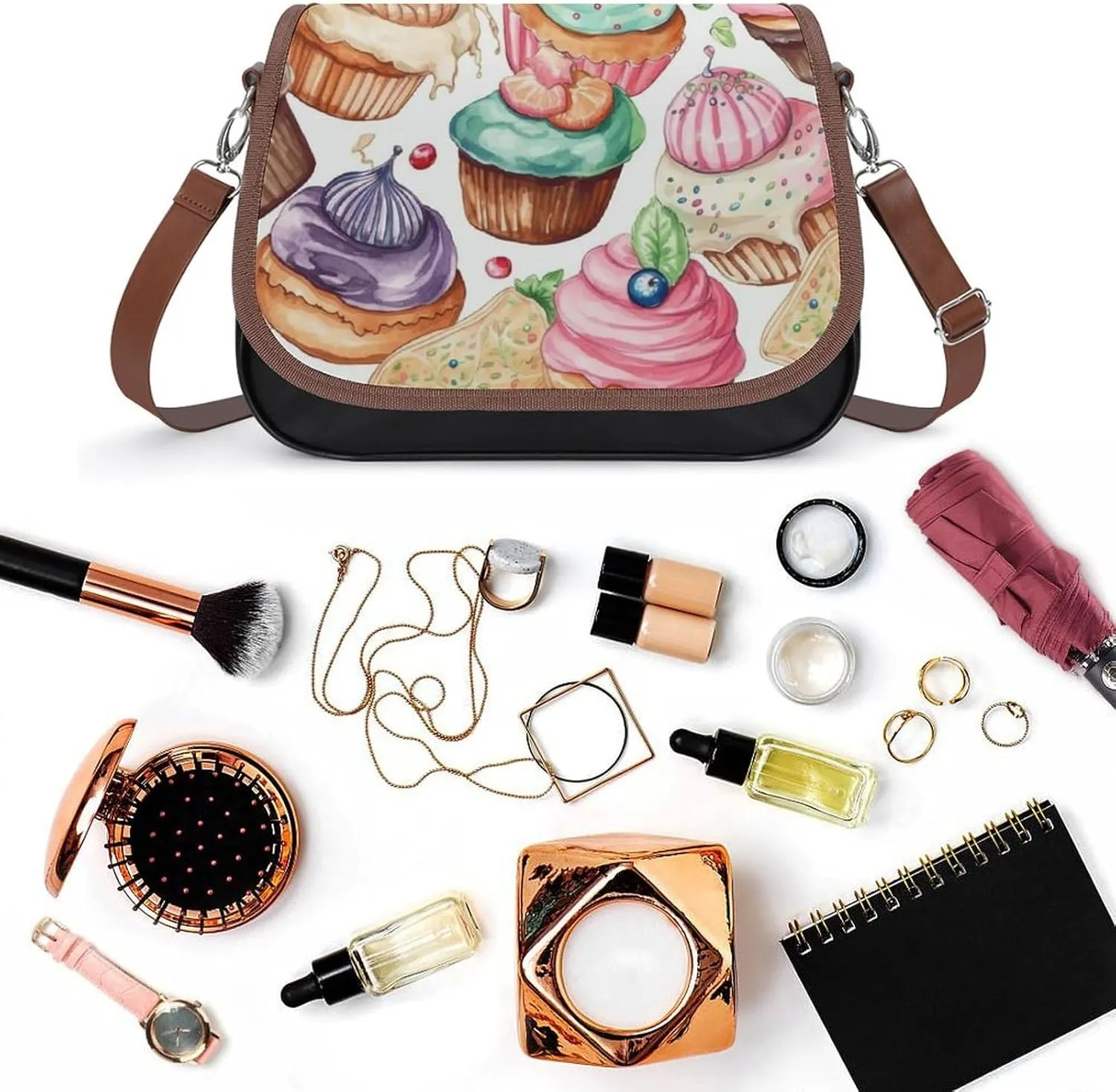 Chocolate Chip Crossbody Bags for Women,PU Leather Tote Bag for Women,Shoulder Bag Purse for Work Shopping Travel
