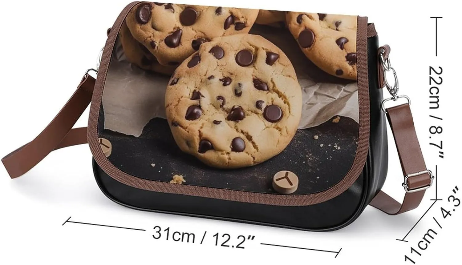Chocolate Chip Crossbody Bags for Women,PU Leather Tote Bag for Women,Shoulder Bag Purse for Work Shopping Travel