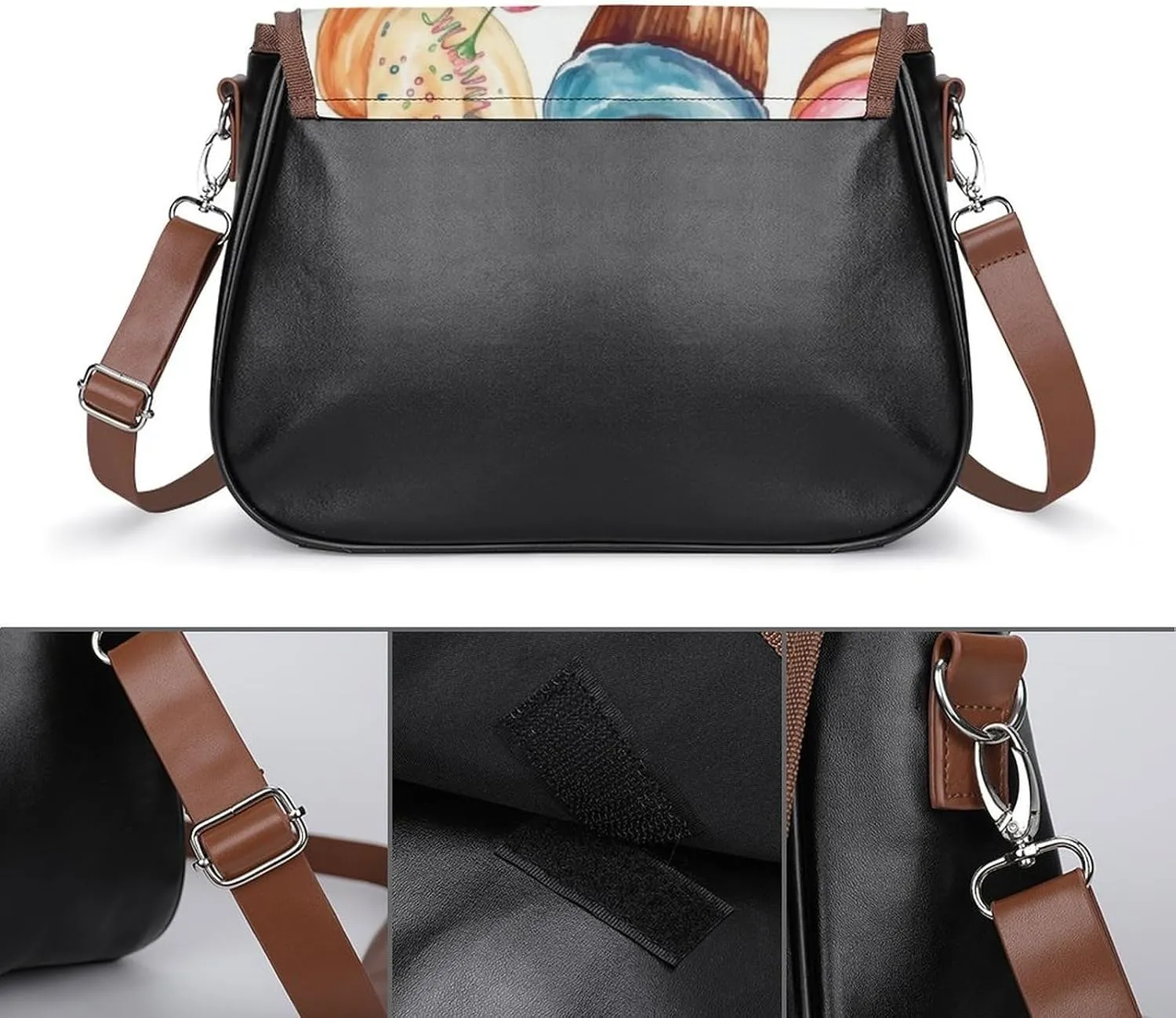 Chocolate Chip Crossbody Bags for Women,PU Leather Tote Bag for Women,Shoulder Bag Purse for Work Shopping Travel