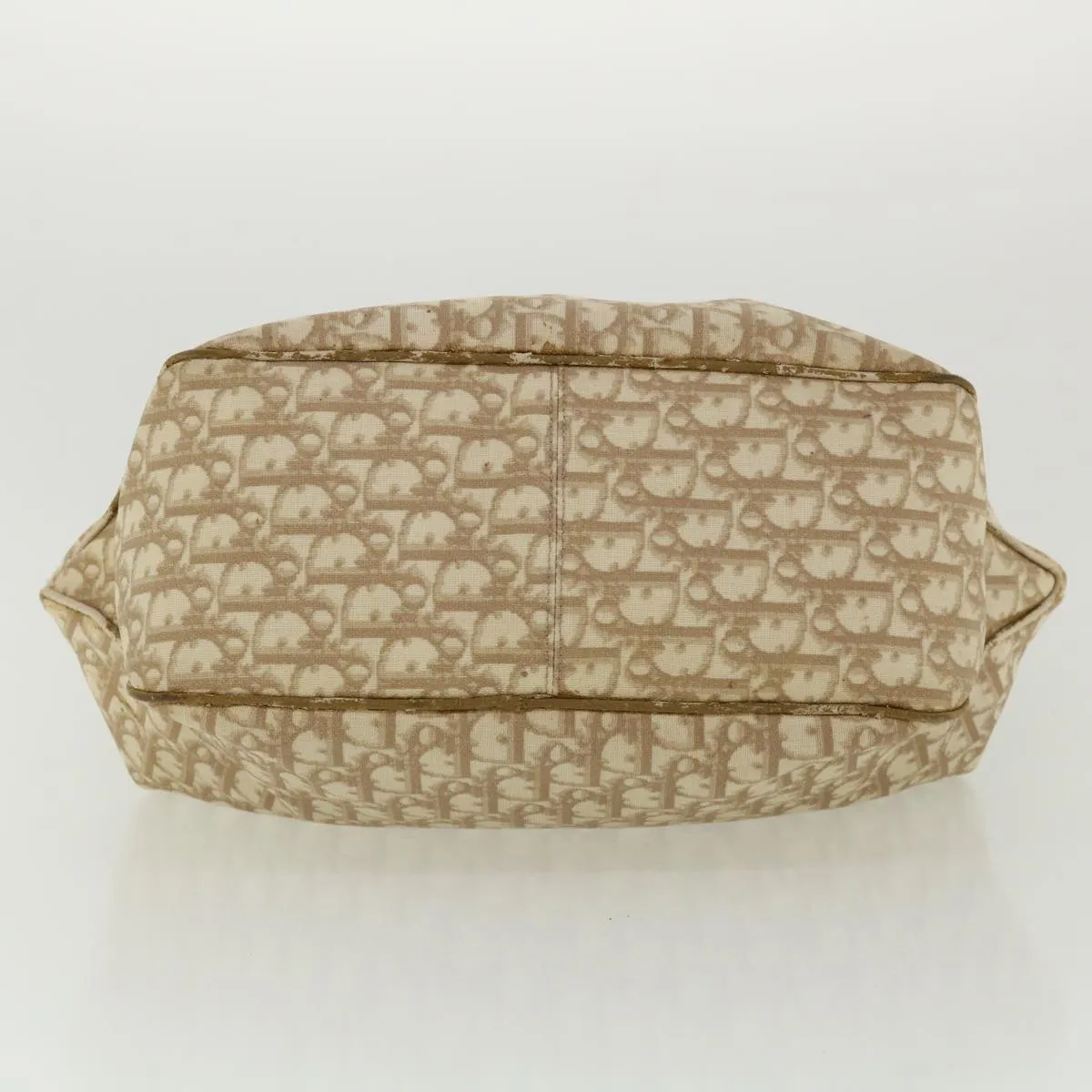 CHRISTIAN DIOR Trotter Canvas Chain Tote Bag PVC Leather Beige  am3502