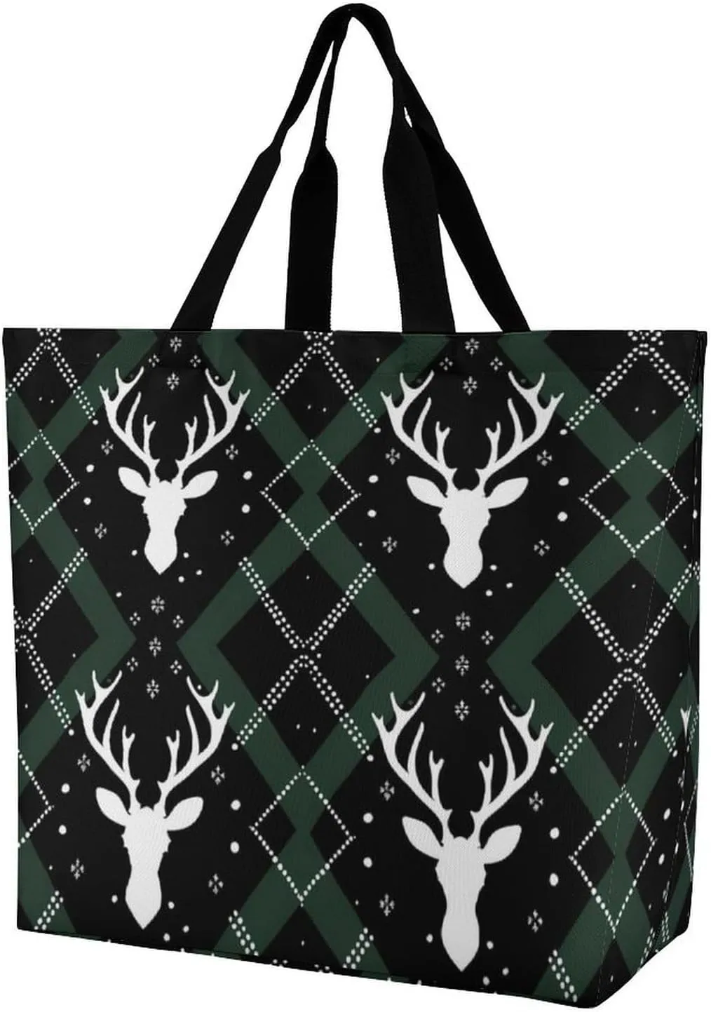 Christmas Deer Shopping Bag Reusable Tote Bag Lightweight Shoulder Bag Grocery Bag for Women Men