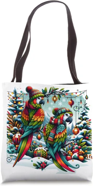Christmas Parrots Winter Wonderland Holiday Festive Attire Tote Bag