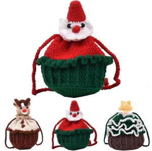 Christmas Purses for Women Crochet Bags Handmade Purses Cute Novelty Christmas Tree Star Handbag Mini Woven Crossbody Bags