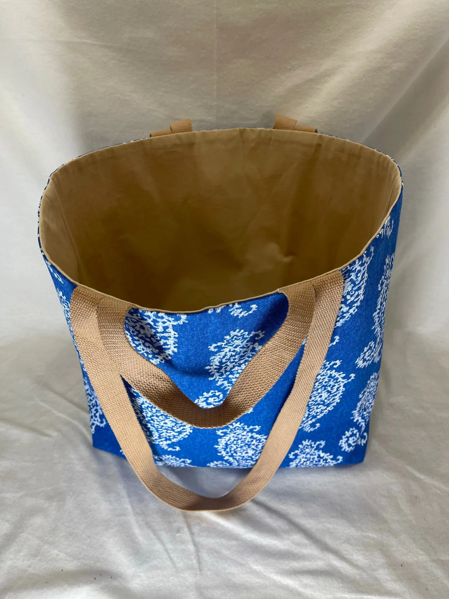 Classic Tote - Blue and White Paisley