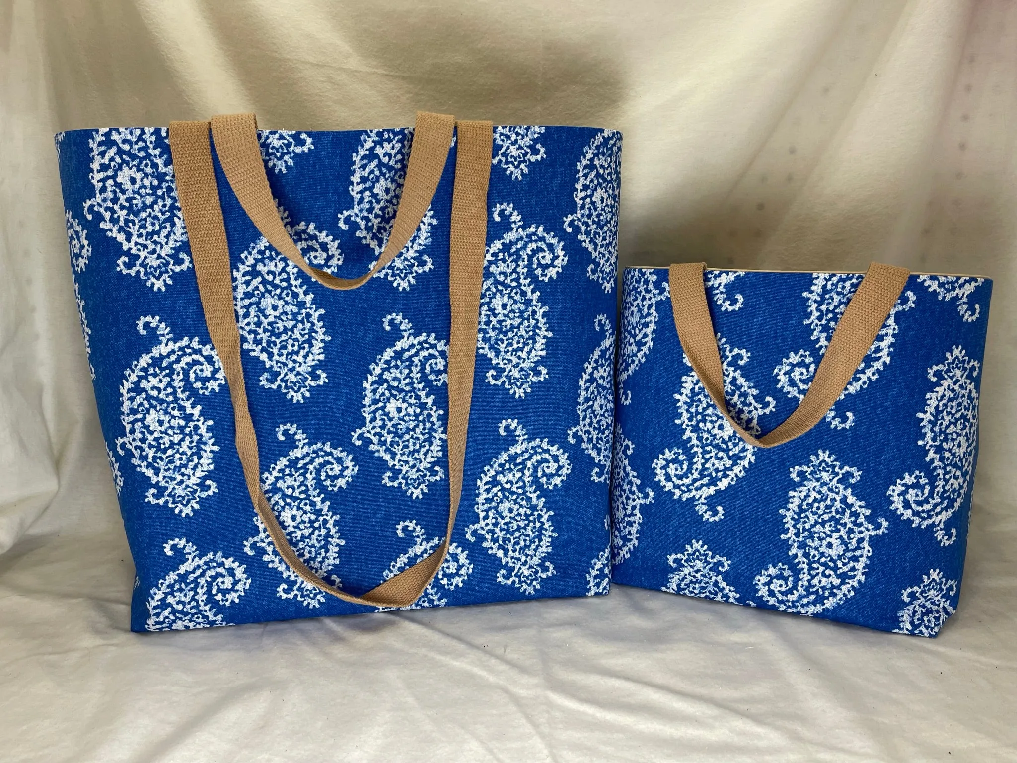 Classic Tote - Blue and White Paisley