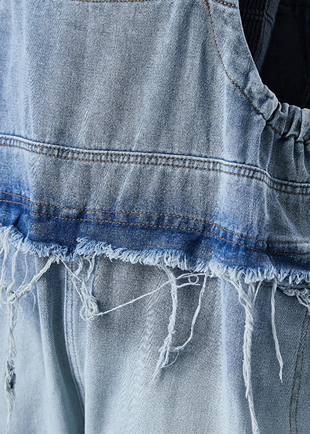 Classy Blue Oversized Patchwork Denim Jumpsuit